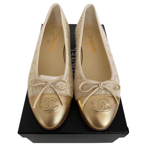 chanel tweed ballet flats|Chanel ballet flats beige.